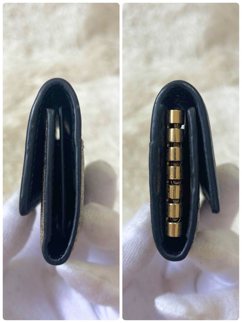 美品 現行 グッチ ６連キーケース マーモント GGスプリーム レザー 黒