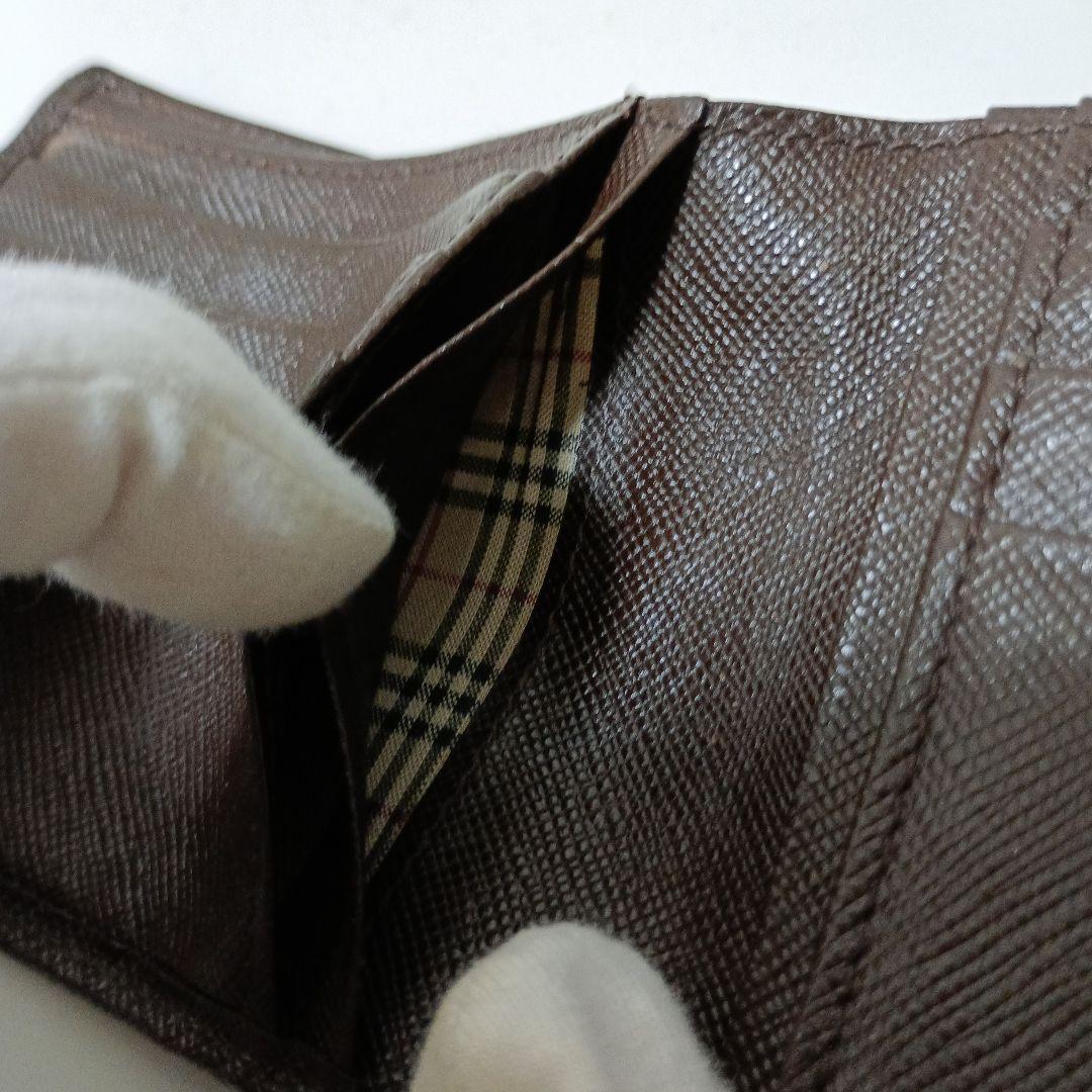 BURBERRY　バーバリー　二つ折り財布　レザー　ダークブラウン　ノバチェック