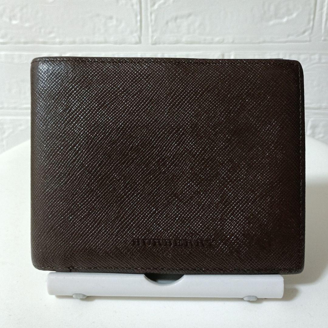 BURBERRY　バーバリー　二つ折り財布　レザー　ダークブラウン　ノバチェック