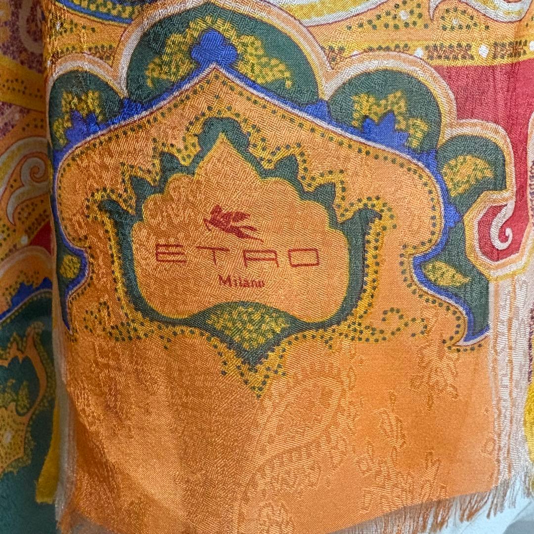 ETRO エトロ シルク100% ペイズリー 長方形 ストール