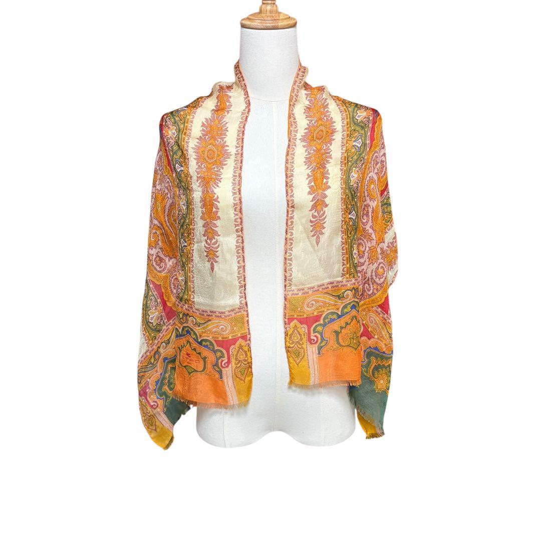 ETRO エトロ シルク100% ペイズリー 長方形 ストール