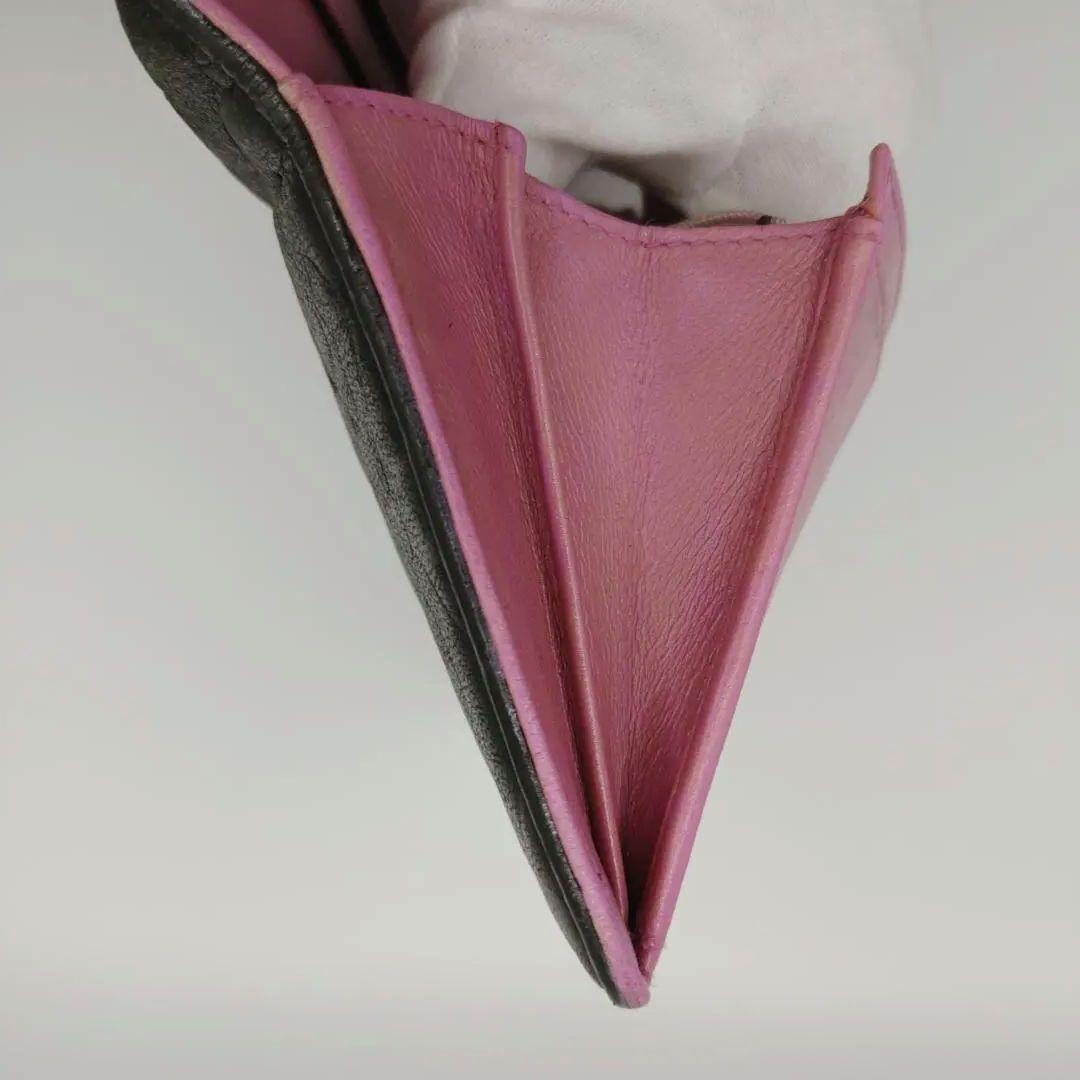 シャネル　カメリア　二つ折り　長財布　黒　ピンク　ブラック