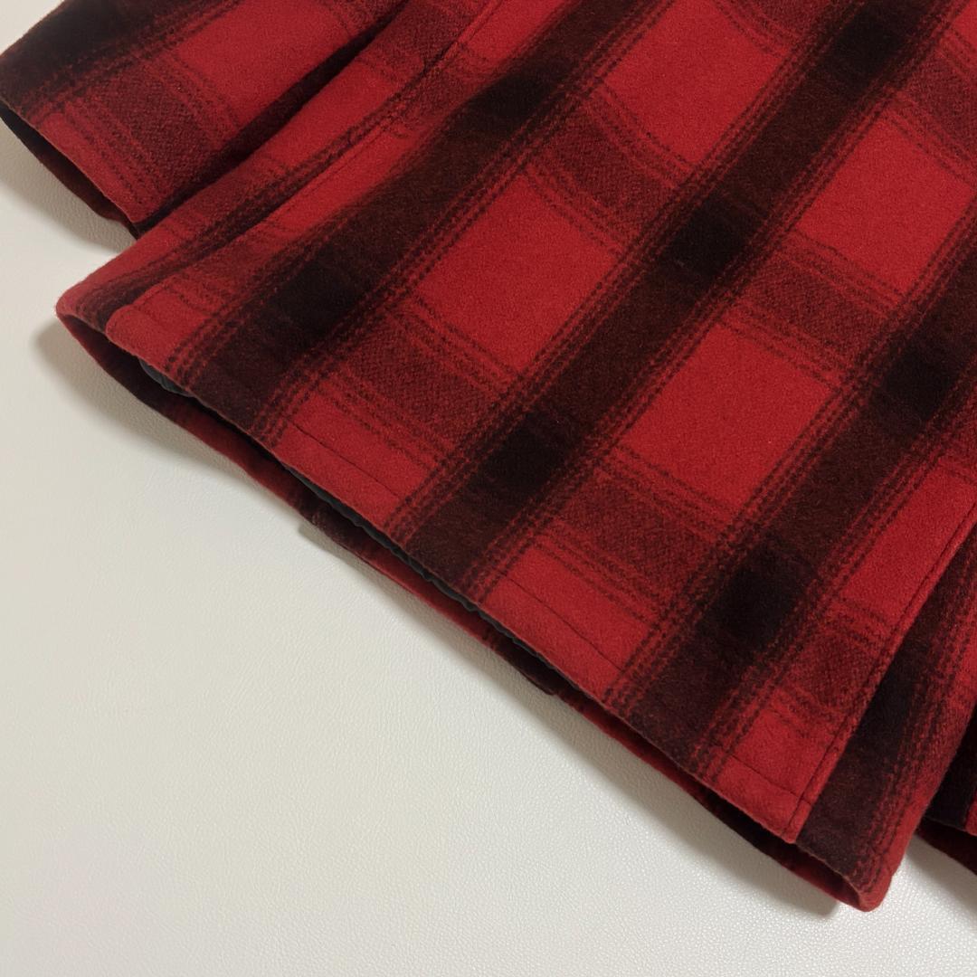 SCHOTT ピーコート USA製 オンブレチェック キルティング S 赤 黒