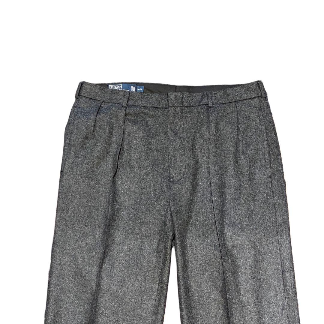 【W35 L28】90s ポロ・ラルフローレン ツータック ウール スラックス