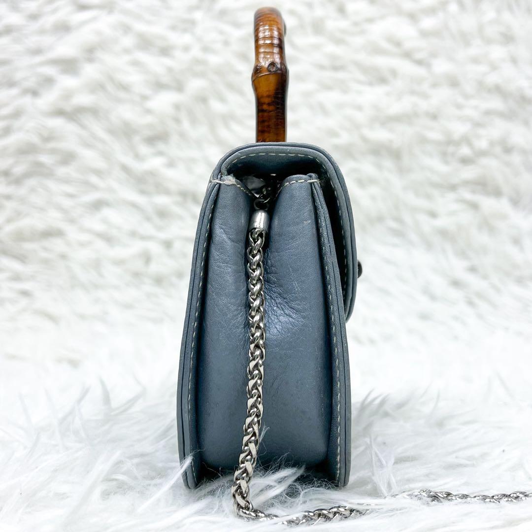 超希少 オールドグッチ バンブー ショルダーポーチ チェーンショルダー レザー