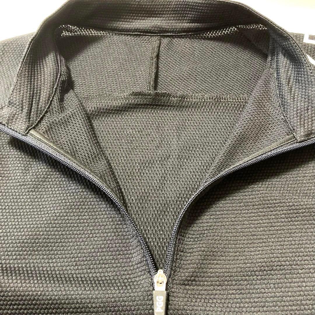 ＊PGG (パーリーゲイツ)メンズ　半袖ハーフジップ　半袖シャツ ブラック