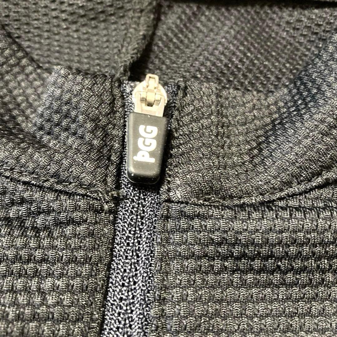 ＊PGG (パーリーゲイツ)メンズ　半袖ハーフジップ　半袖シャツ ブラック