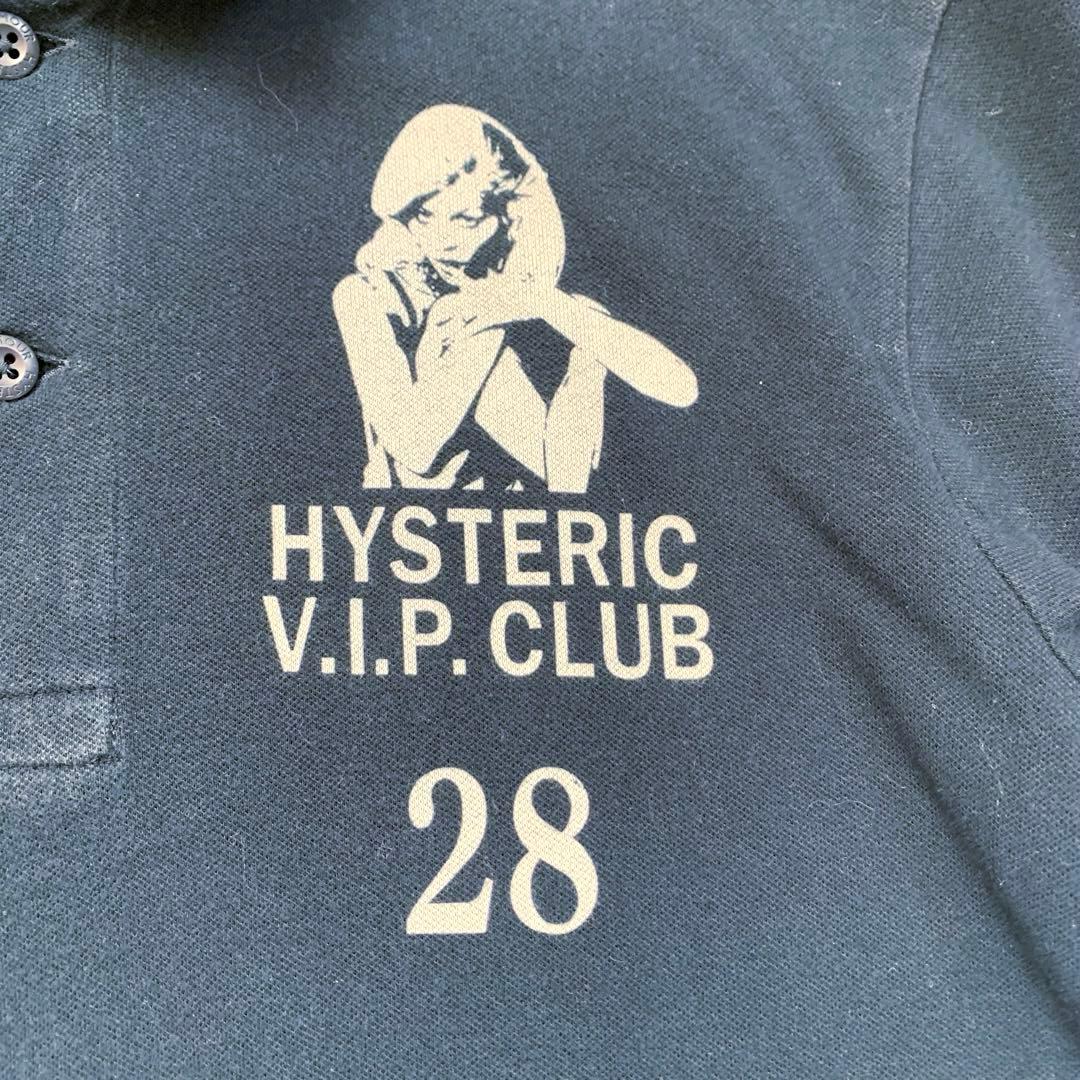 ヒステリックグラマー　ポロシャツ　V.I.PCLUB 28 ブラック　黒　半袖