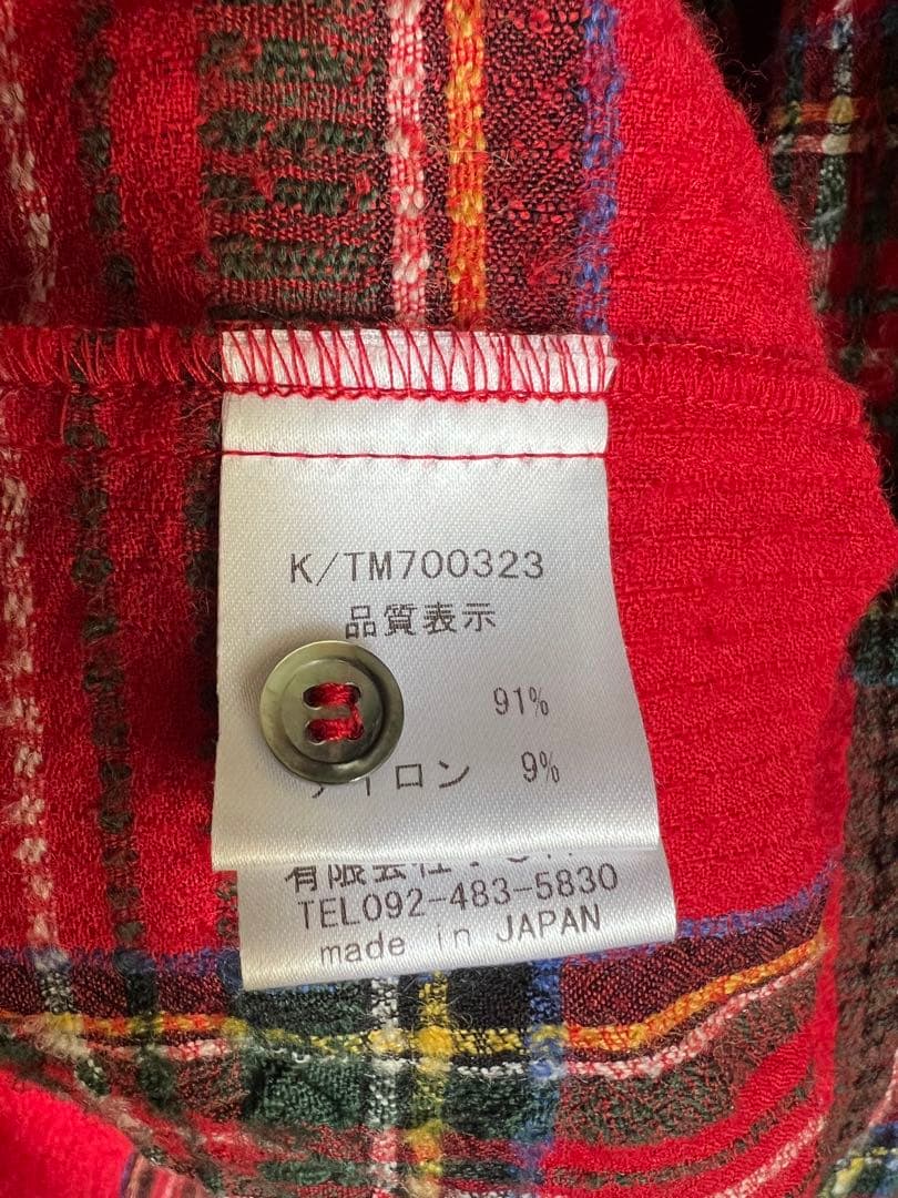 ichi Antiquités ウールタータンチェック シャツワンピース