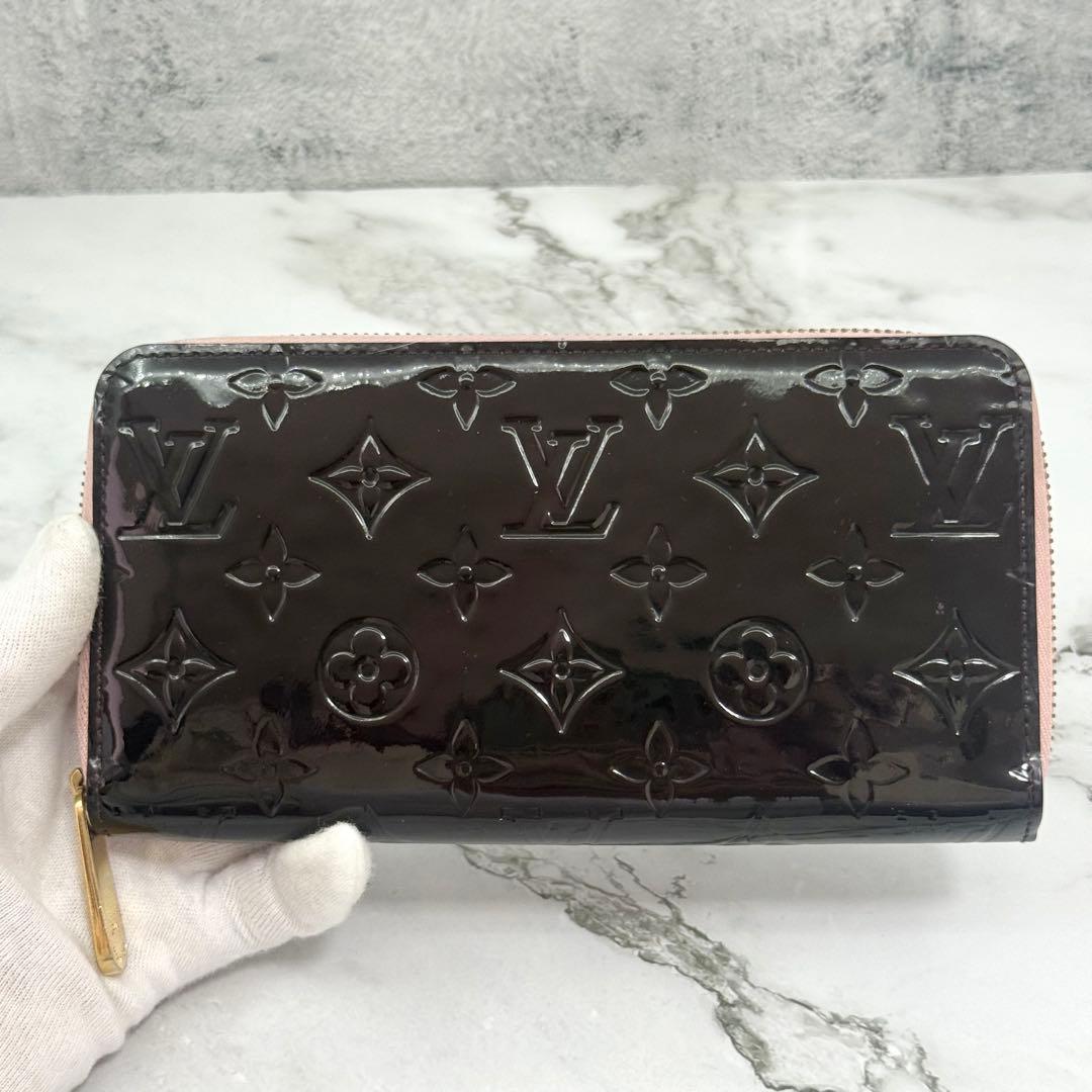 【美品】ルイヴィトン ヴェルニ 長財布 ジッピー ウォレット ブラック ピンク