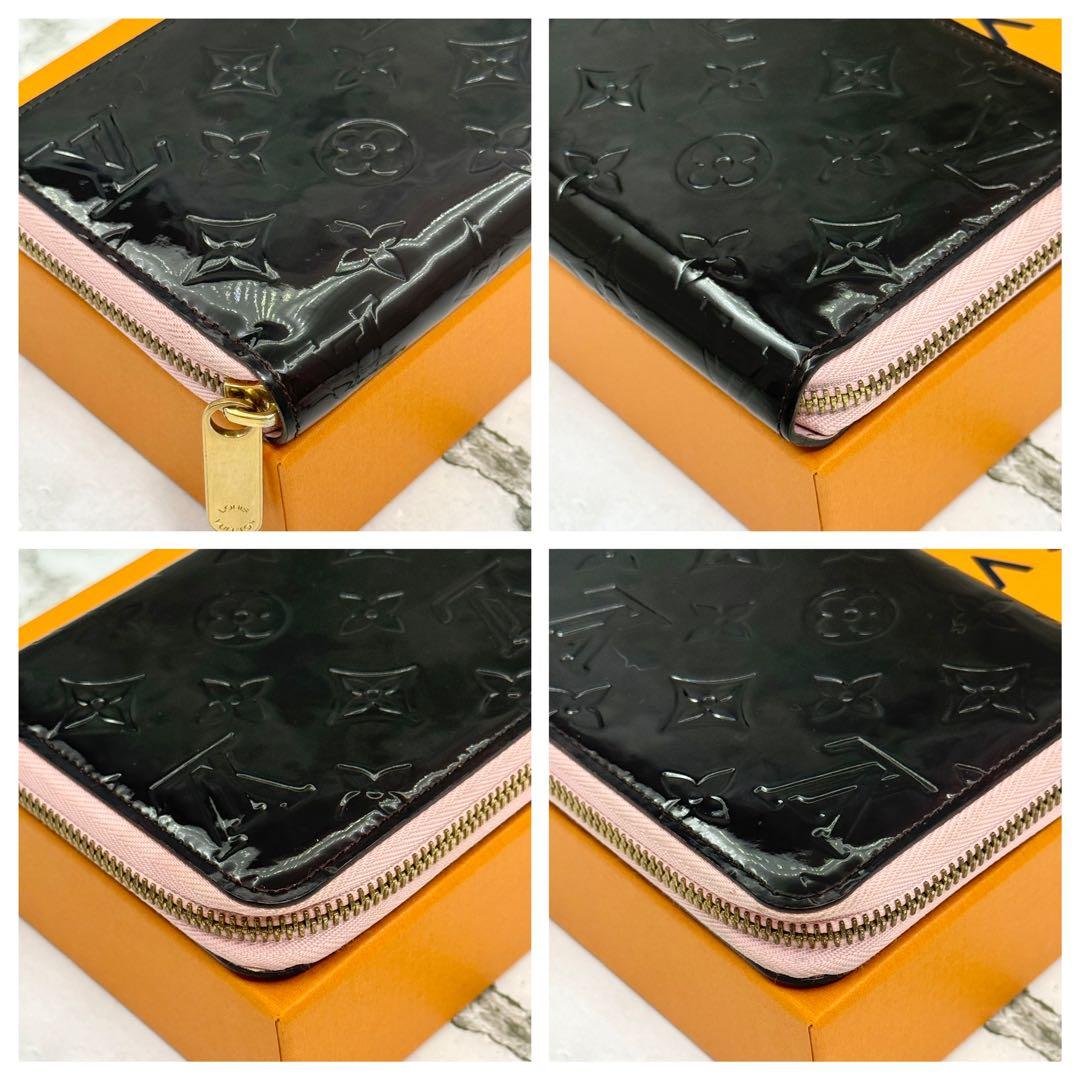 【美品】ルイヴィトン ヴェルニ 長財布 ジッピー ウォレット ブラック ピンク