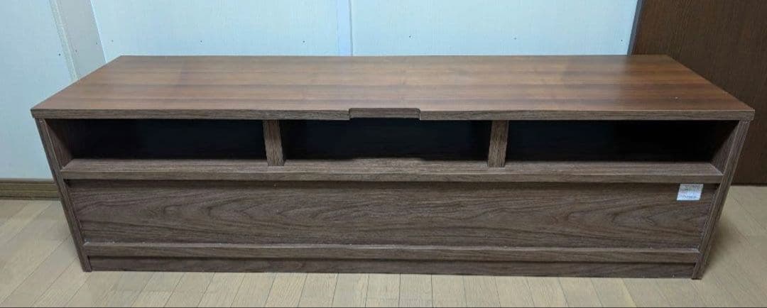 ブラウン木製モダンテレビ台 引き出し付き