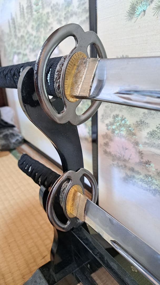 【値下げ】金属製 模造刀 宮本武蔵モデル 大小セット 二天一流