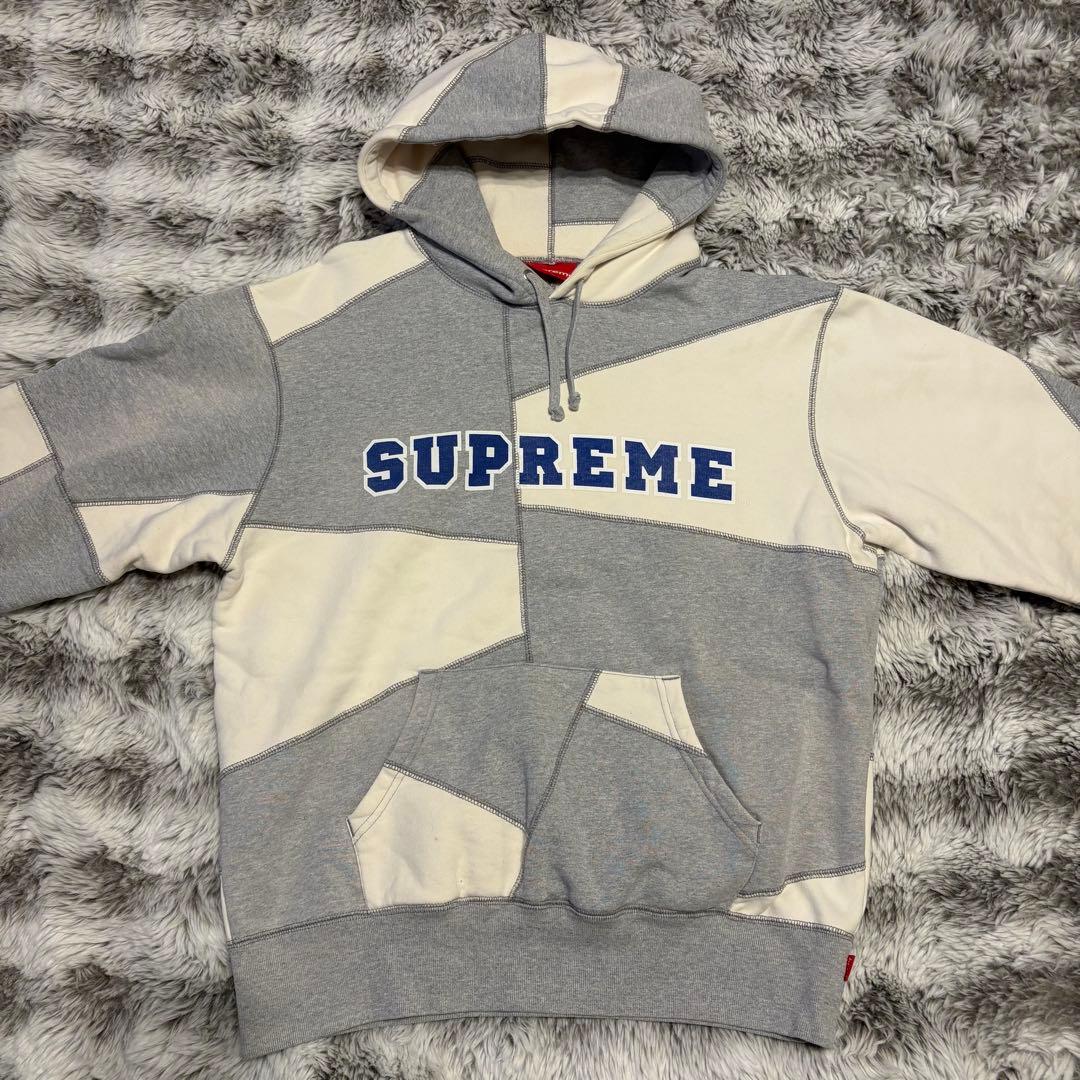 【美品】Supreme シュプリーム パッチワークパーカー Sサイズ 白 グレー