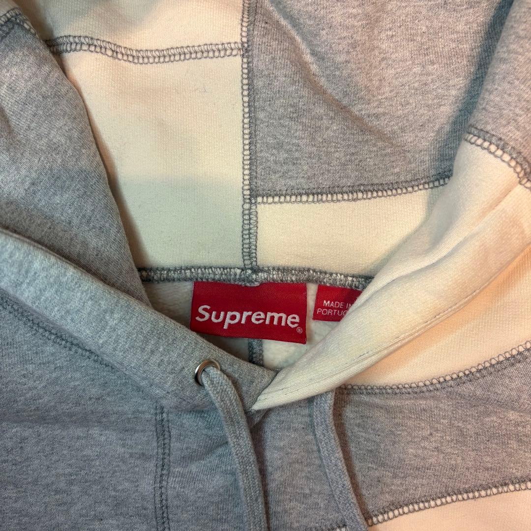 【美品】Supreme シュプリーム パッチワークパーカー Sサイズ 白 グレー
