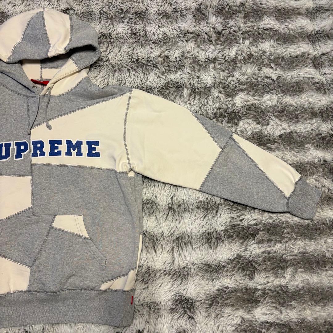 【美品】Supreme シュプリーム パッチワークパーカー Sサイズ 白 グレー