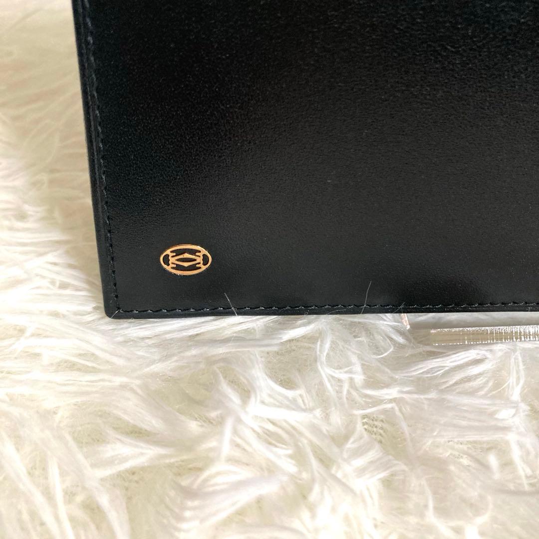 【新品・未使用品】Cartierカルティエ　メンズ二つ折り長財布レザー　ブラック