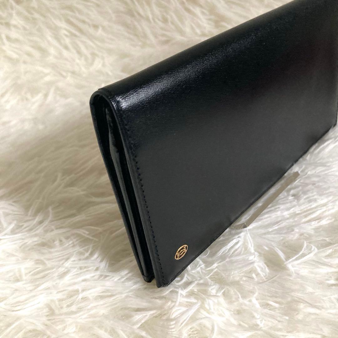 【新品・未使用品】Cartierカルティエ　メンズ二つ折り長財布レザー　ブラック