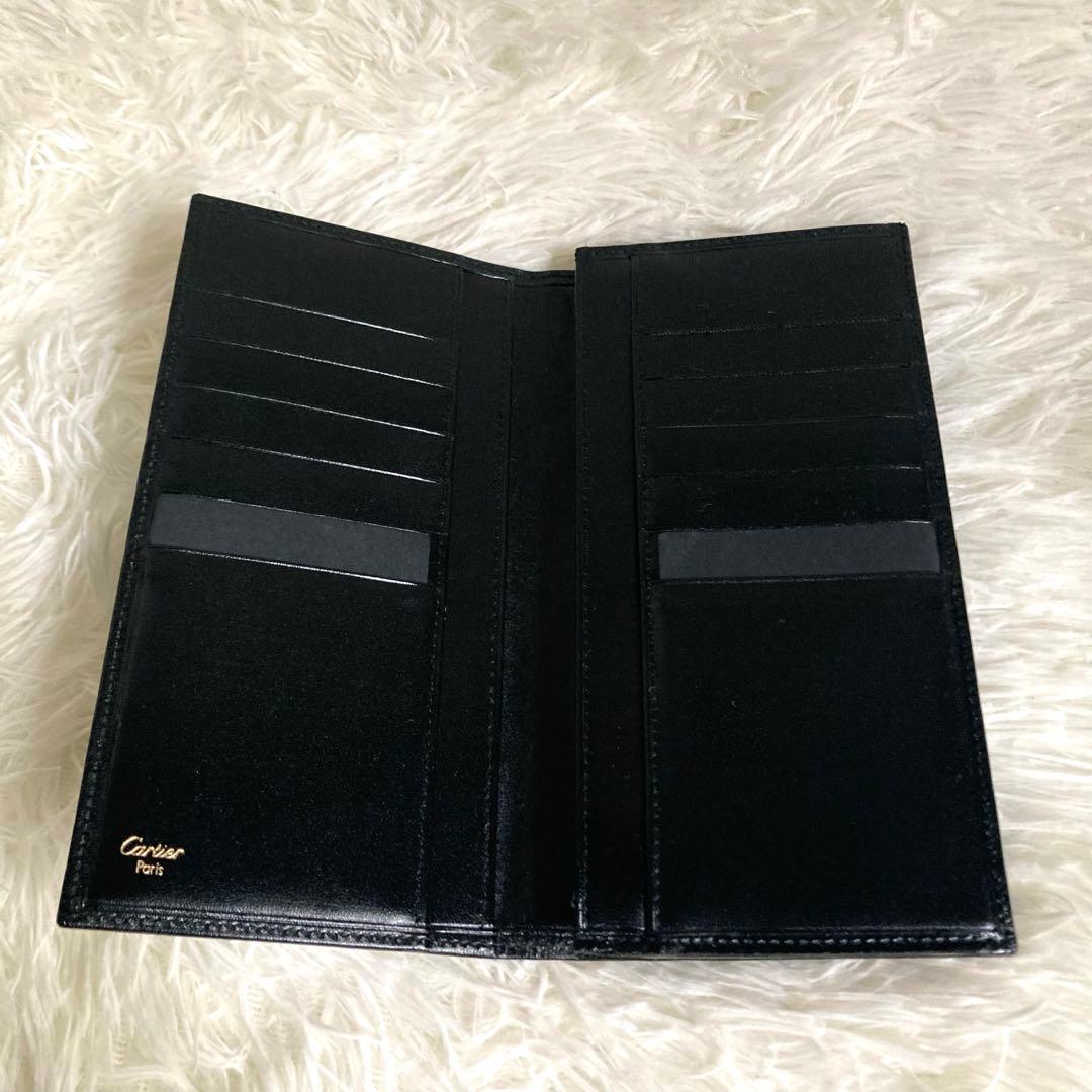 【新品・未使用品】Cartierカルティエ　メンズ二つ折り長財布レザー　ブラック