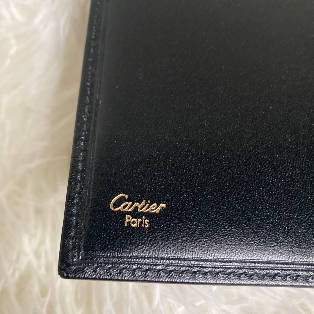 【新品・未使用品】Cartierカルティエ　メンズ二つ折り長財布レザー　ブラック