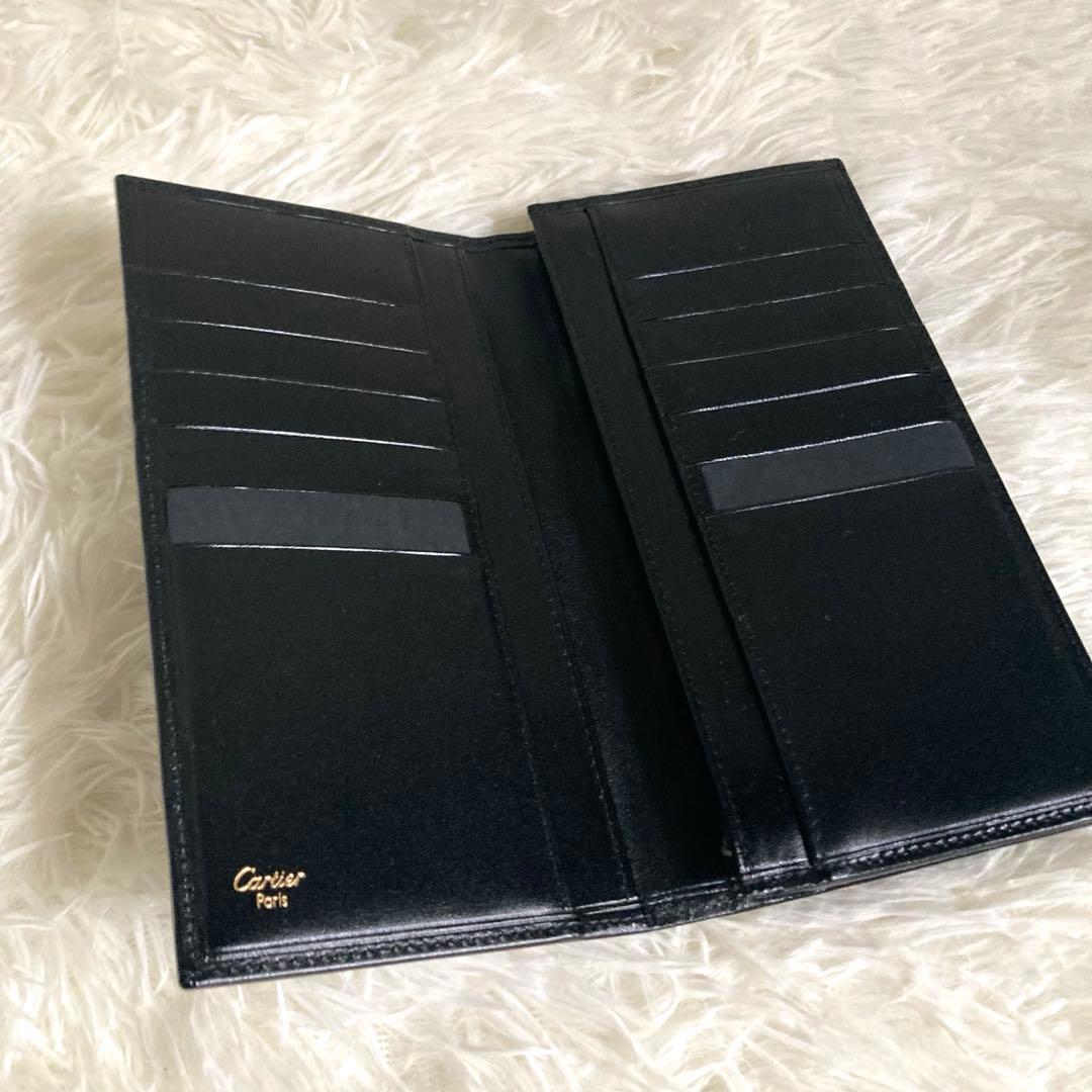 【新品・未使用品】Cartierカルティエ　メンズ二つ折り長財布レザー　ブラック
