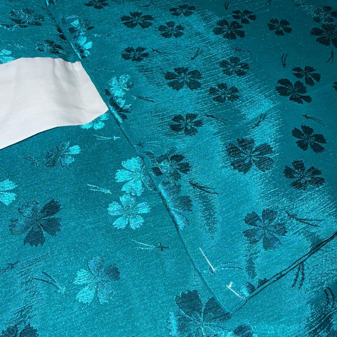 M*様 ふりふ　長襦袢　ターコイズ　桜　短袖　ウォッシャブル