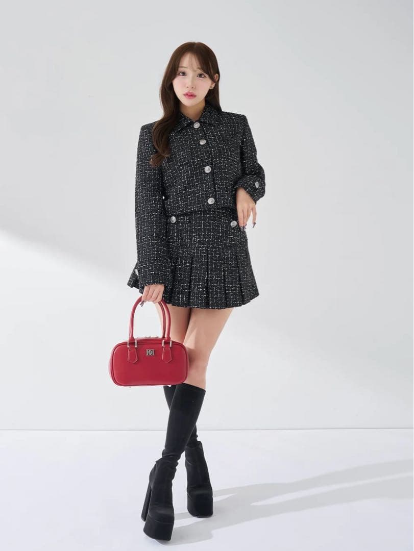 Darich ツイードチェックプリーツミニスカート