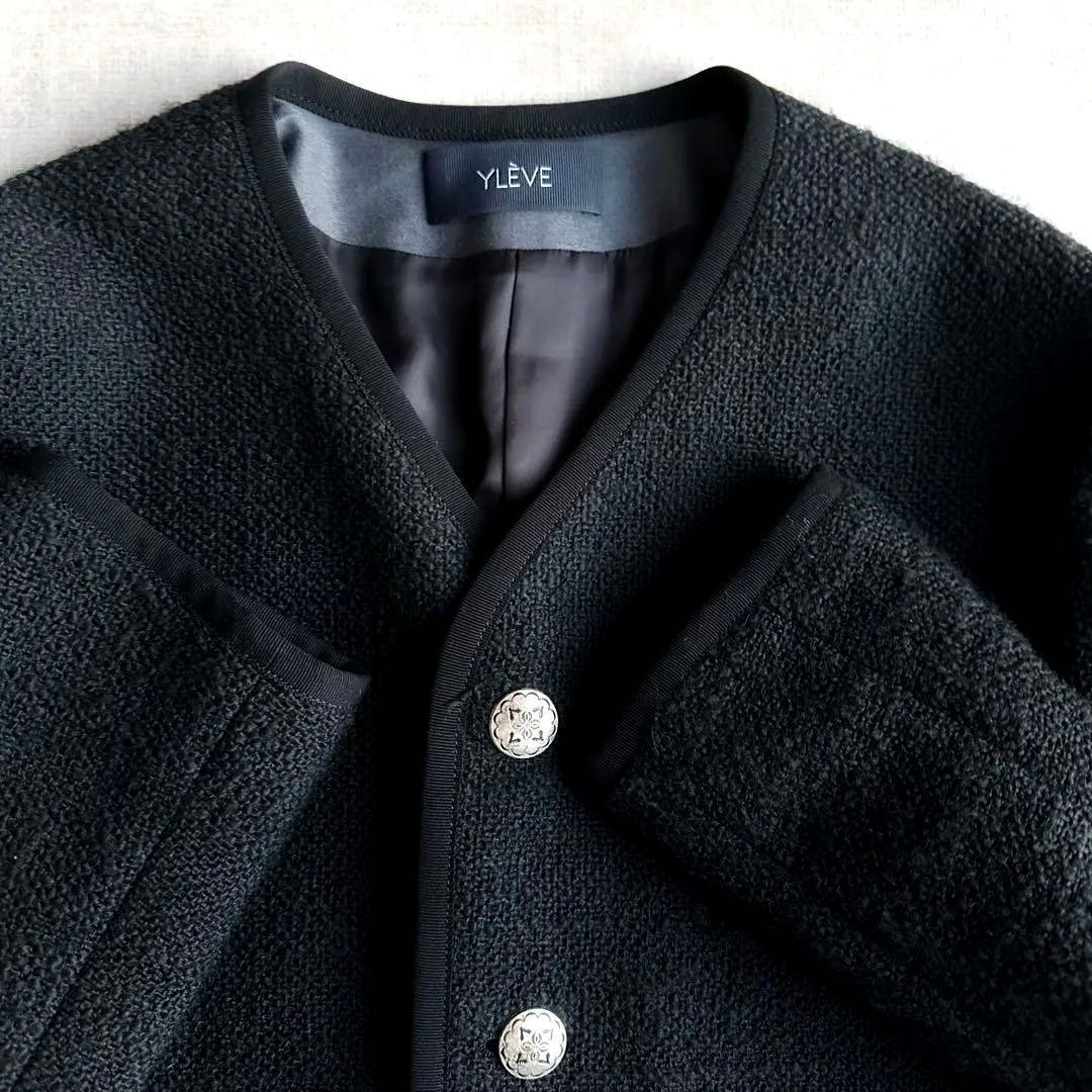美品▲定価6.4万円▲yleveイレーヴ //ツイードジャケット 黒