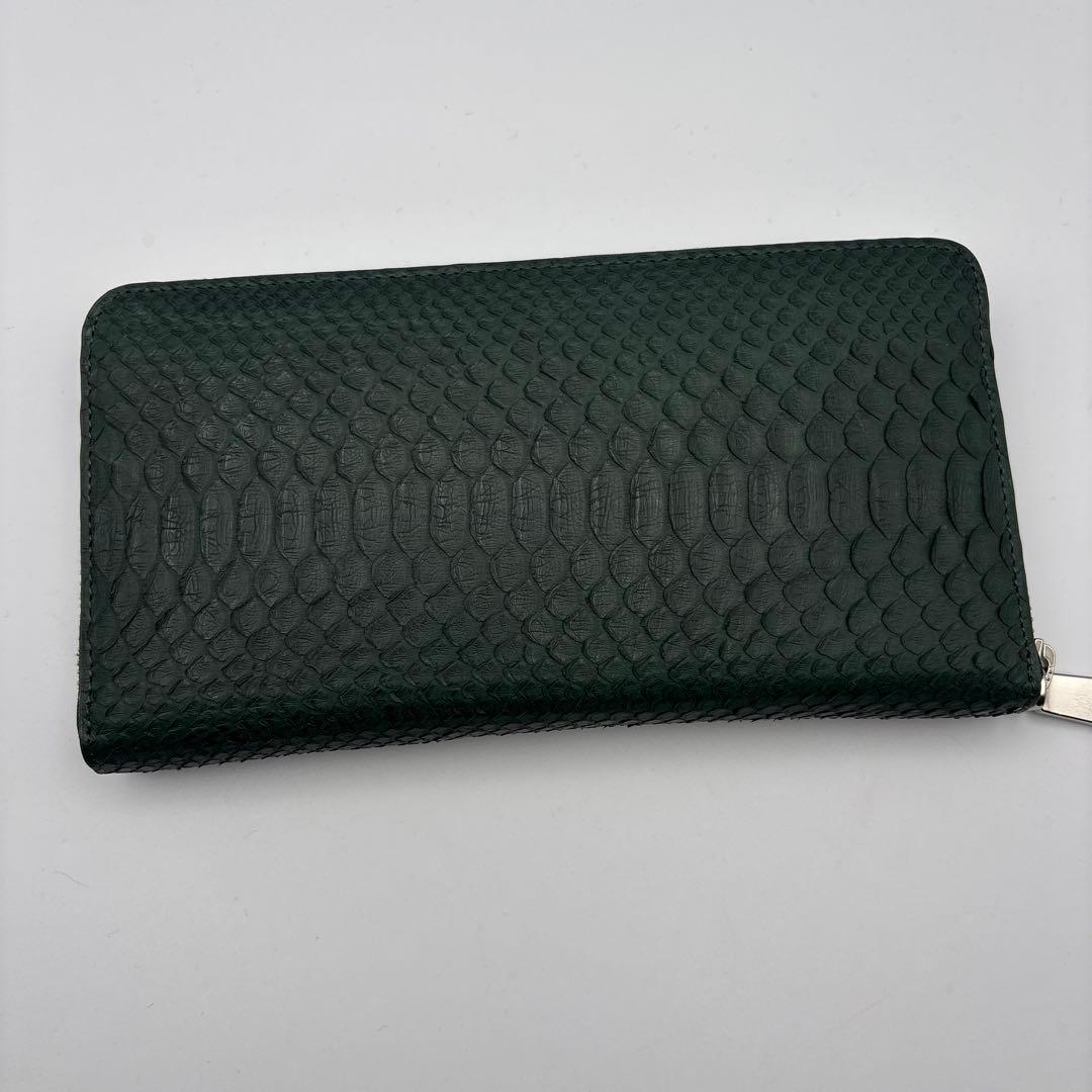 深緑　パイソン財布　蛇革　パイソン　長財布　グリーン　緑　上質タイプ