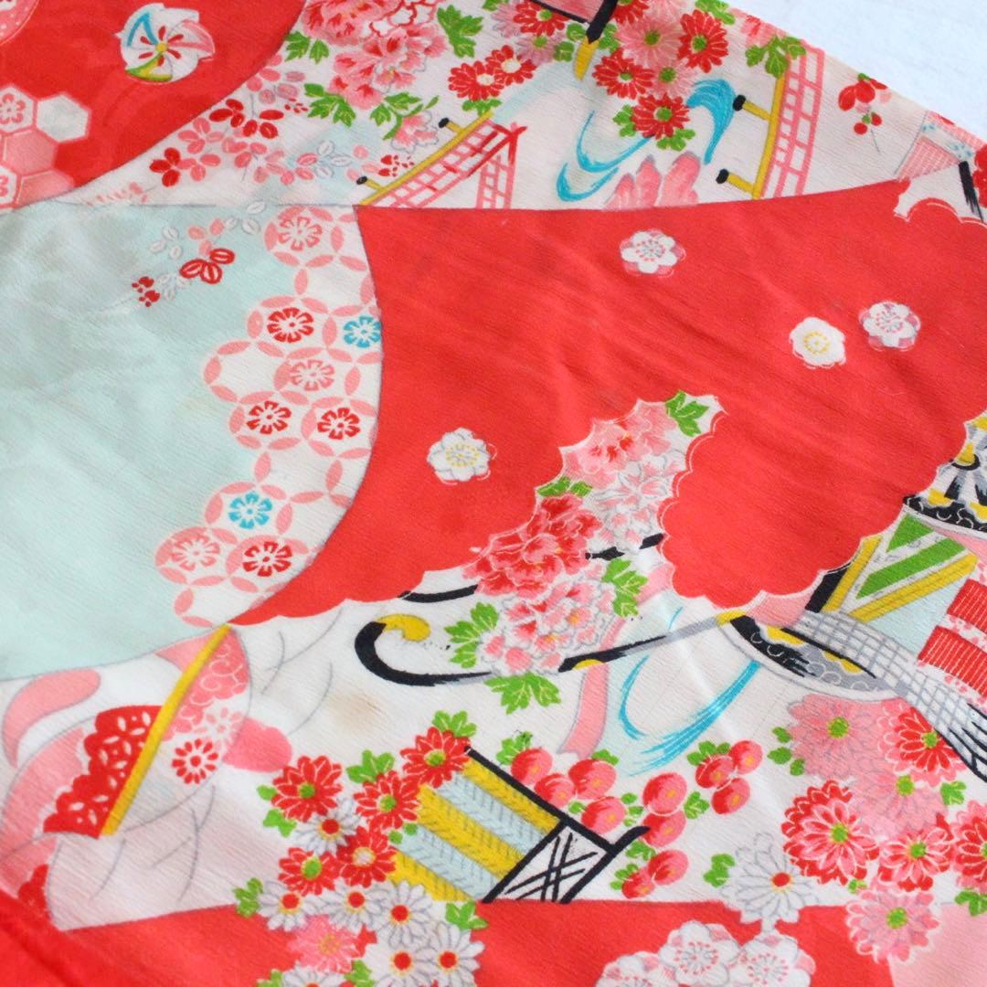 七五三 3歳 女の子 子ども アンティーク 正絹 着物 被布 セット