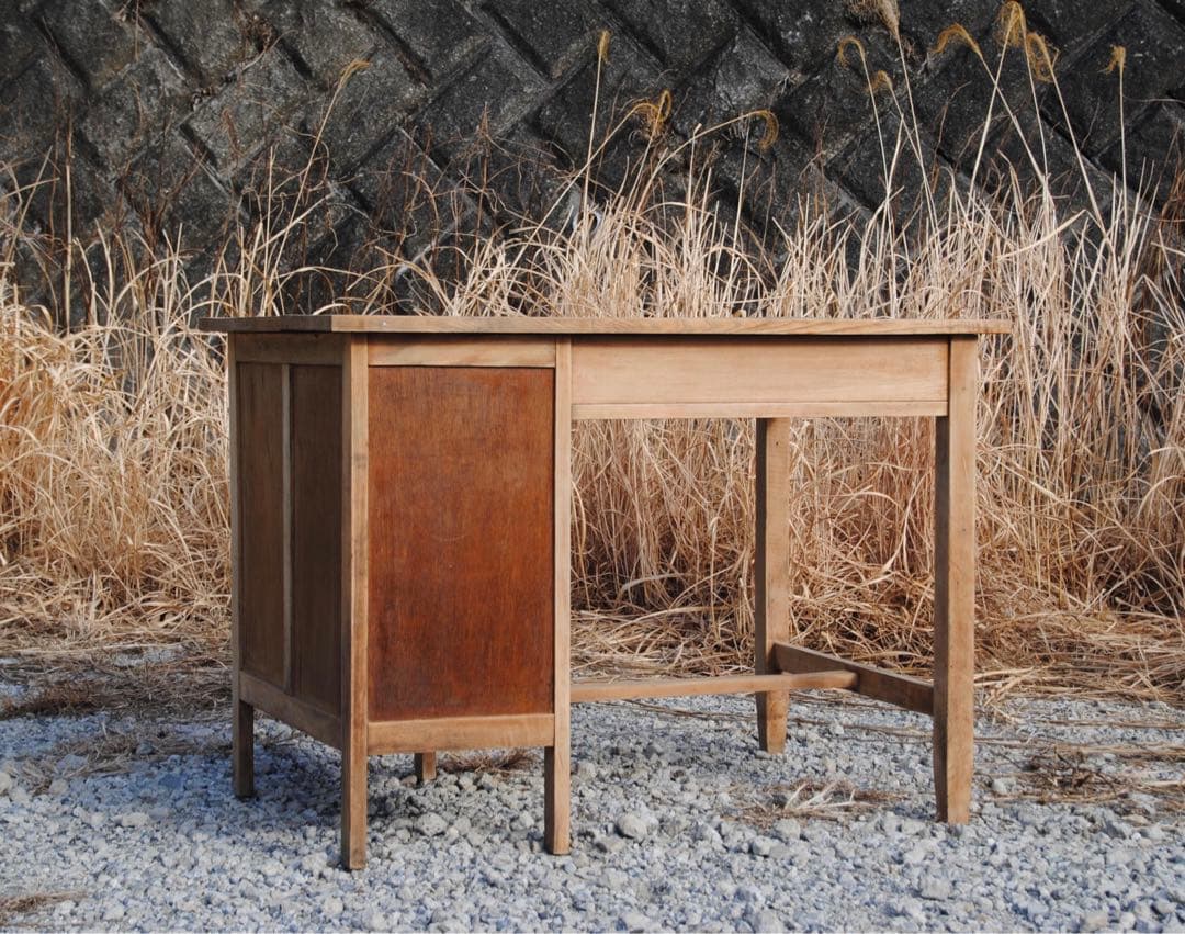 机　古道具　片袖机　ナラ材　無塗装　ナチュラル　レトロ　ヴィンテージ家具　剥離