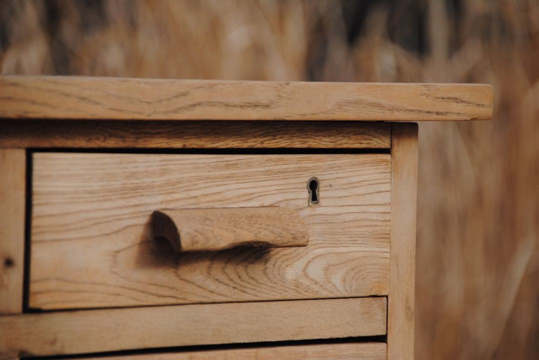 机　古道具　片袖机　ナラ材　無塗装　ナチュラル　レトロ　ヴィンテージ家具　剥離