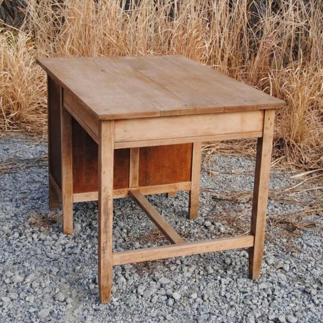 机　古道具　片袖机　ナラ材　無塗装　ナチュラル　レトロ　ヴィンテージ家具　剥離