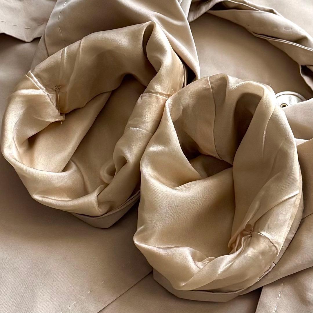 希少 マックスマーラ トレンチコート 白タグ シルク ベルト ベージュ 42