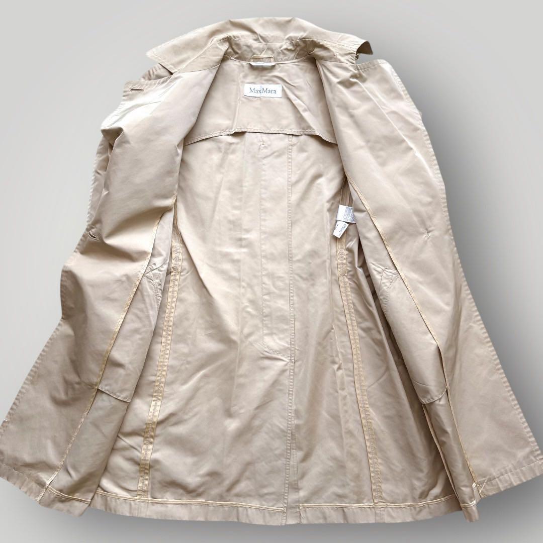希少 マックスマーラ トレンチコート 白タグ シルク ベルト ベージュ 42