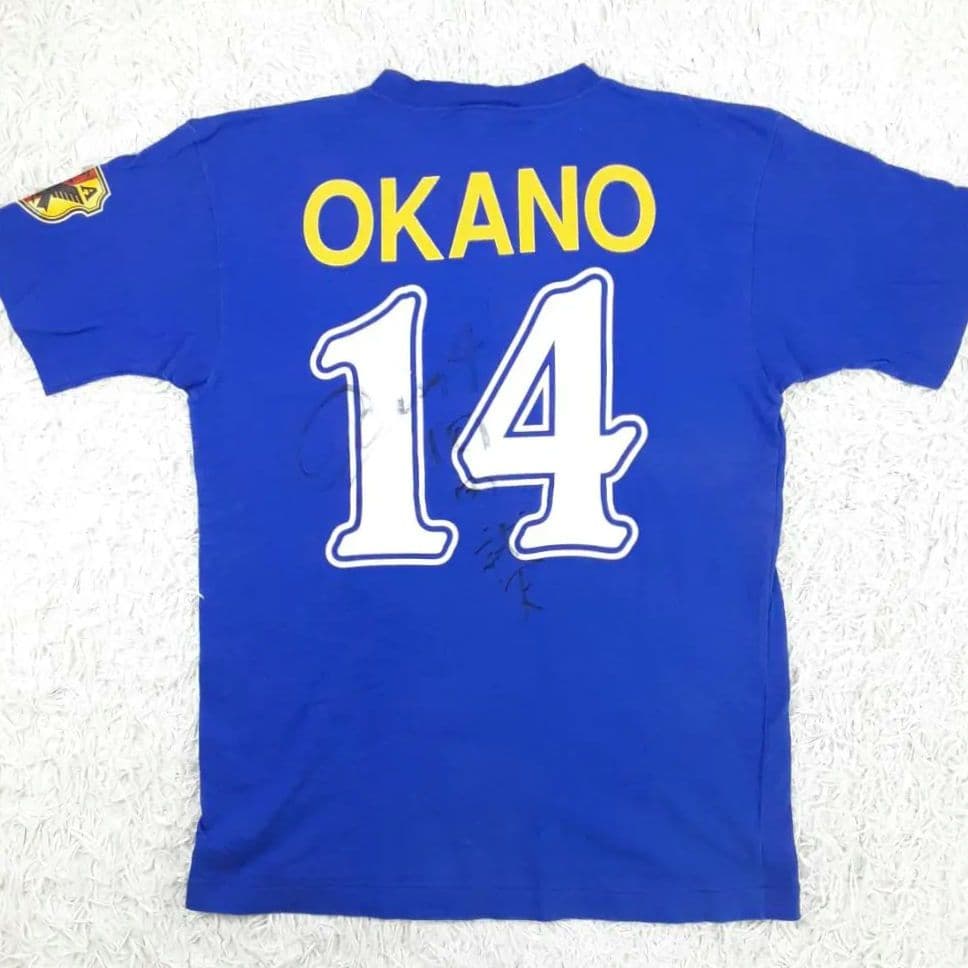 希少◎岡野雅行 OKANO 14 フランスW杯 サイン入りTシャツ 炎デザイン