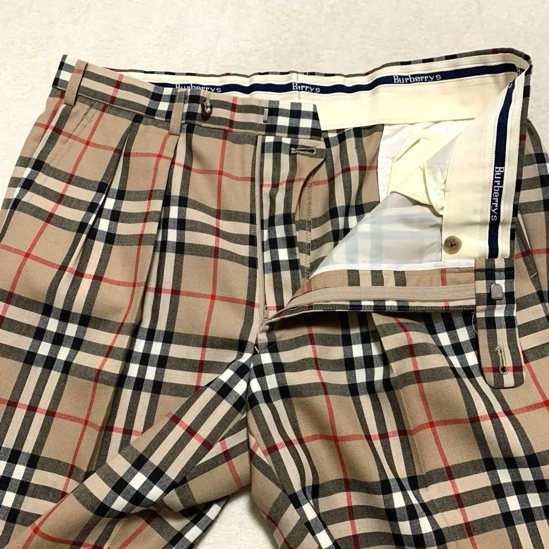 美品【Burberry’s】ノバチェック　ワイドタックパンツ　スラックス90s’