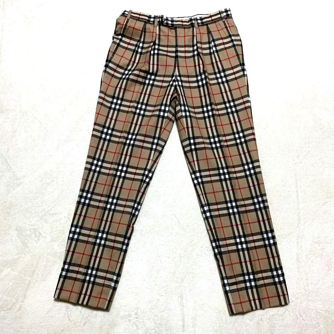 美品【Burberry’s】ノバチェック　ワイドタックパンツ　スラックス90s’