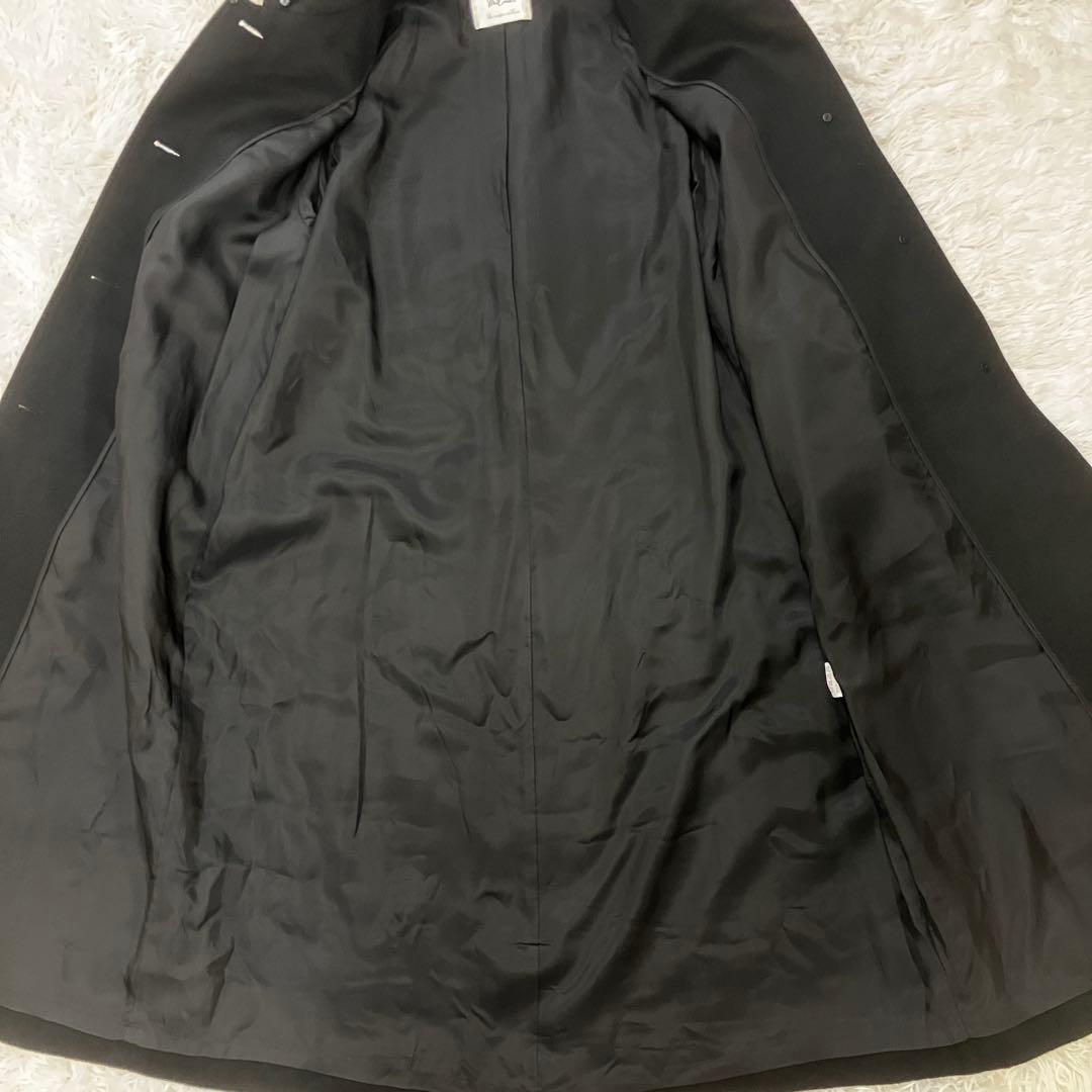 2way カシミヤ100％ ブルーフォックスファー マキシ丈 ロングコート 黒