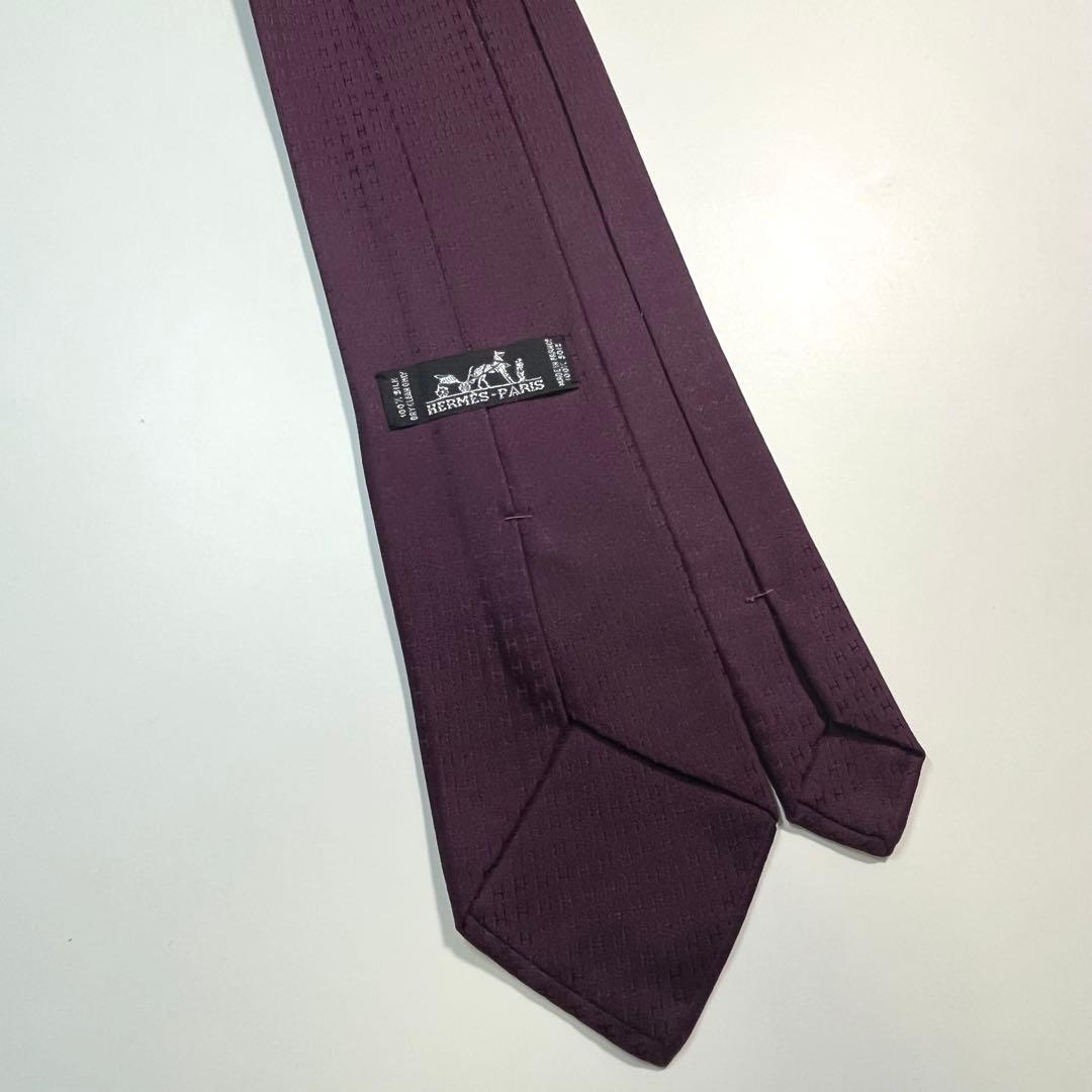 ✨美品✨HERMES エルメス　ネクタイ　高級シルク　H柄 総柄　パープル系