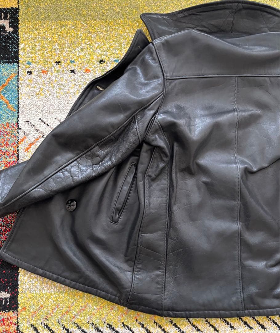 【美品】　SCHOTT ショット　Pコート　オールレザー　本革　ブラック　36