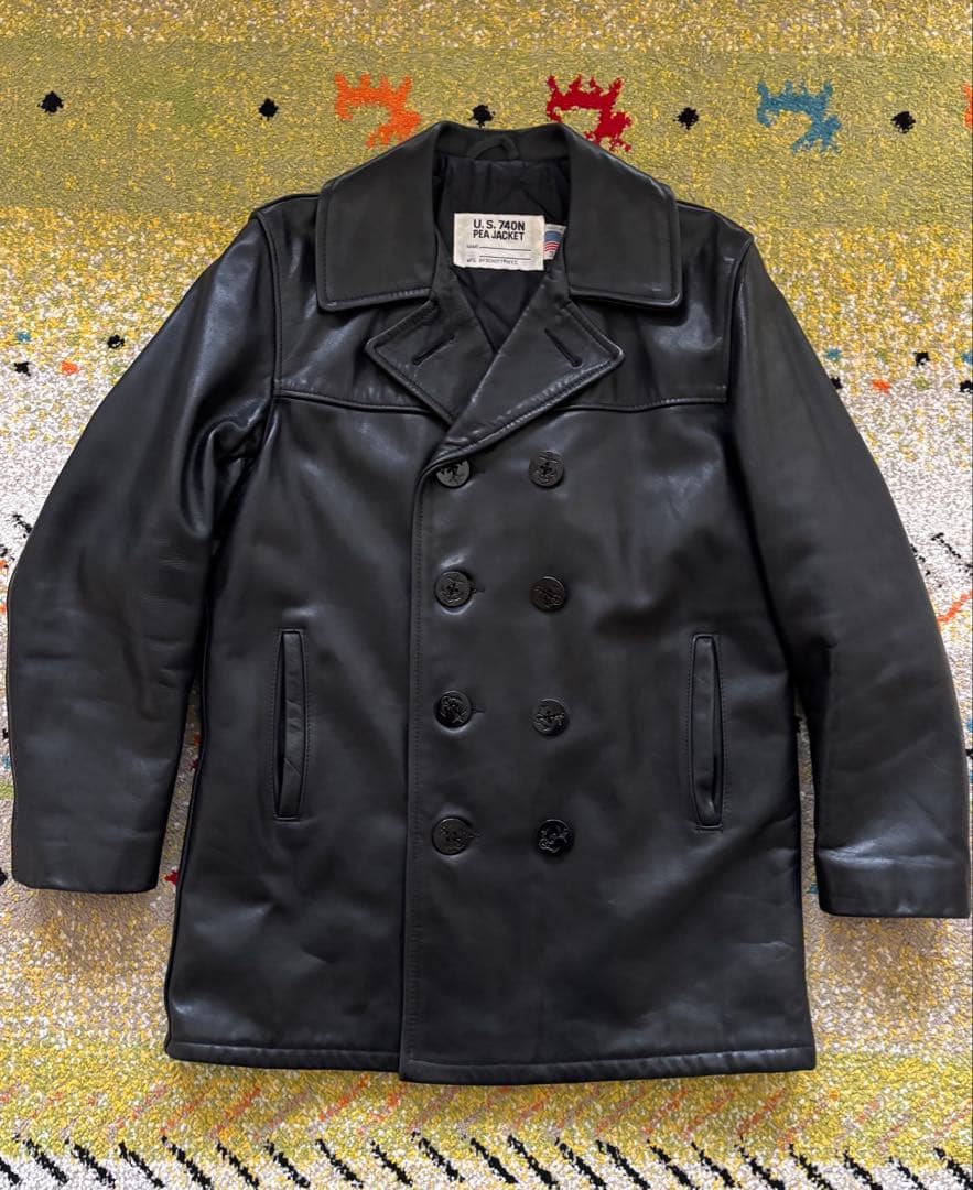 【美品】　SCHOTT ショット　Pコート　オールレザー　本革　ブラック　36