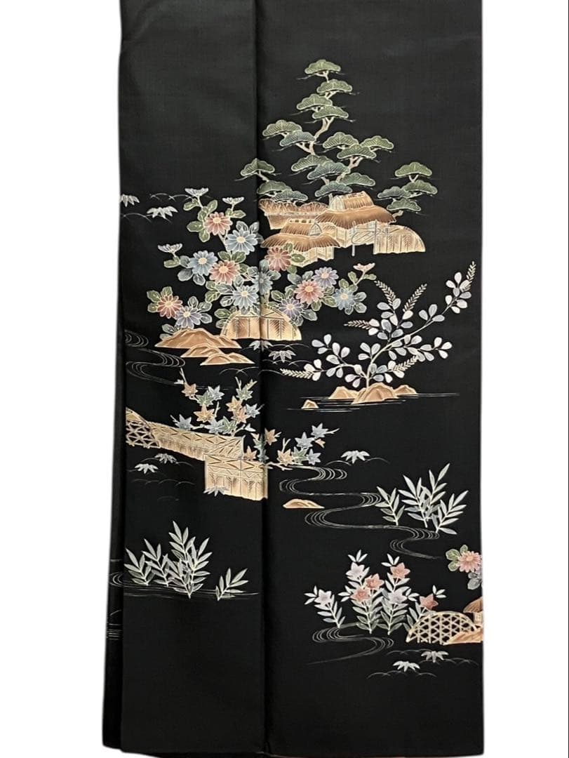 赤城紬 草木染工房 付下げ 正絹 茶屋辻 友禅 落款 証紙 美品 イ6426