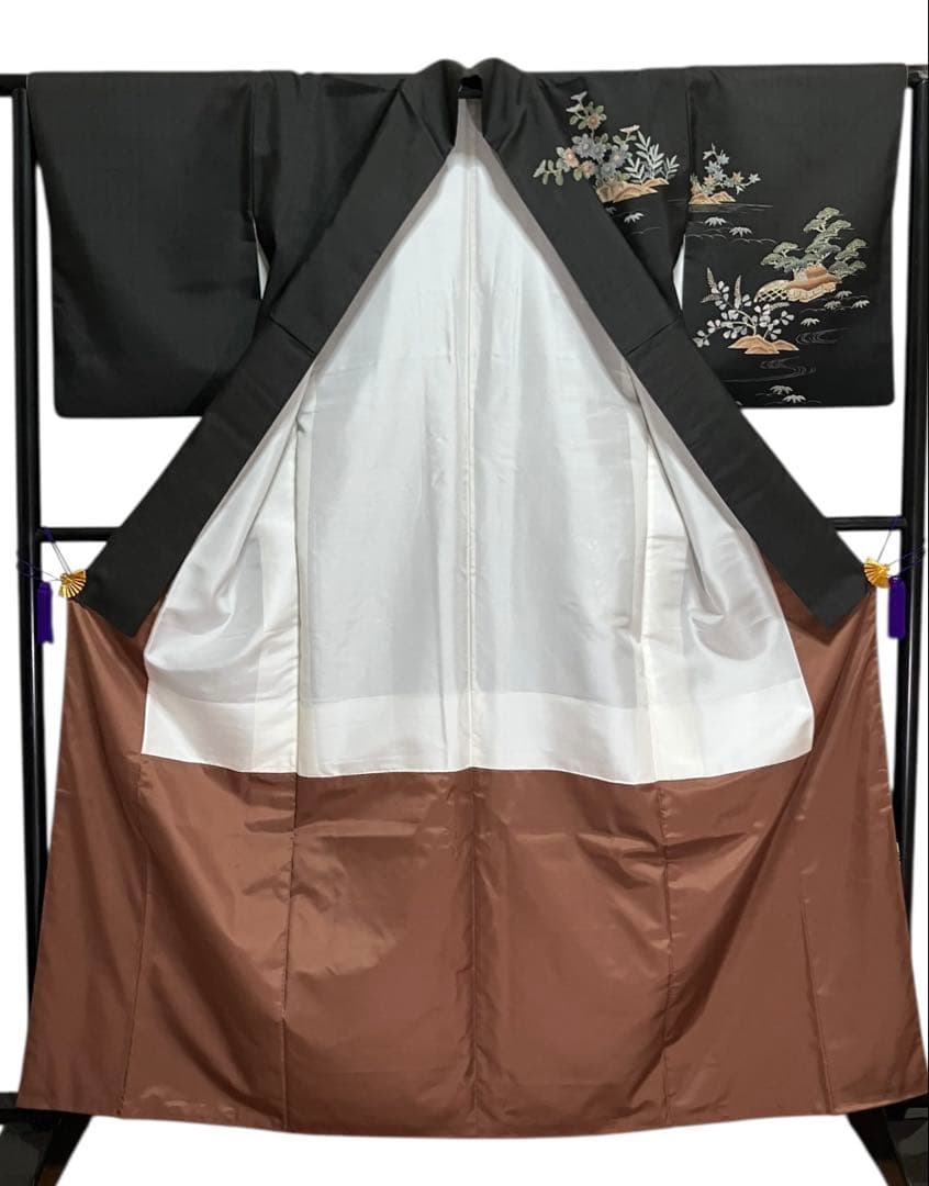 赤城紬 草木染工房 付下げ 正絹 茶屋辻 友禅 落款 証紙 美品 イ6426