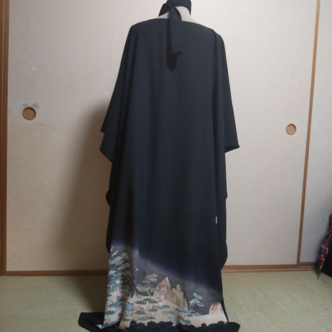 正絹 作家物 未使用品 黒留袖 着物リメイク ロングドレス セミオーダー