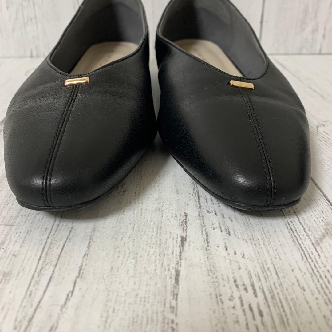 【超美品】HIMIKOゴールドメタルアクセントパンプス本革24㎝Vカット