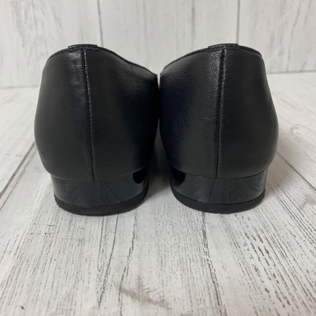 【超美品】HIMIKOゴールドメタルアクセントパンプス本革24㎝Vカット