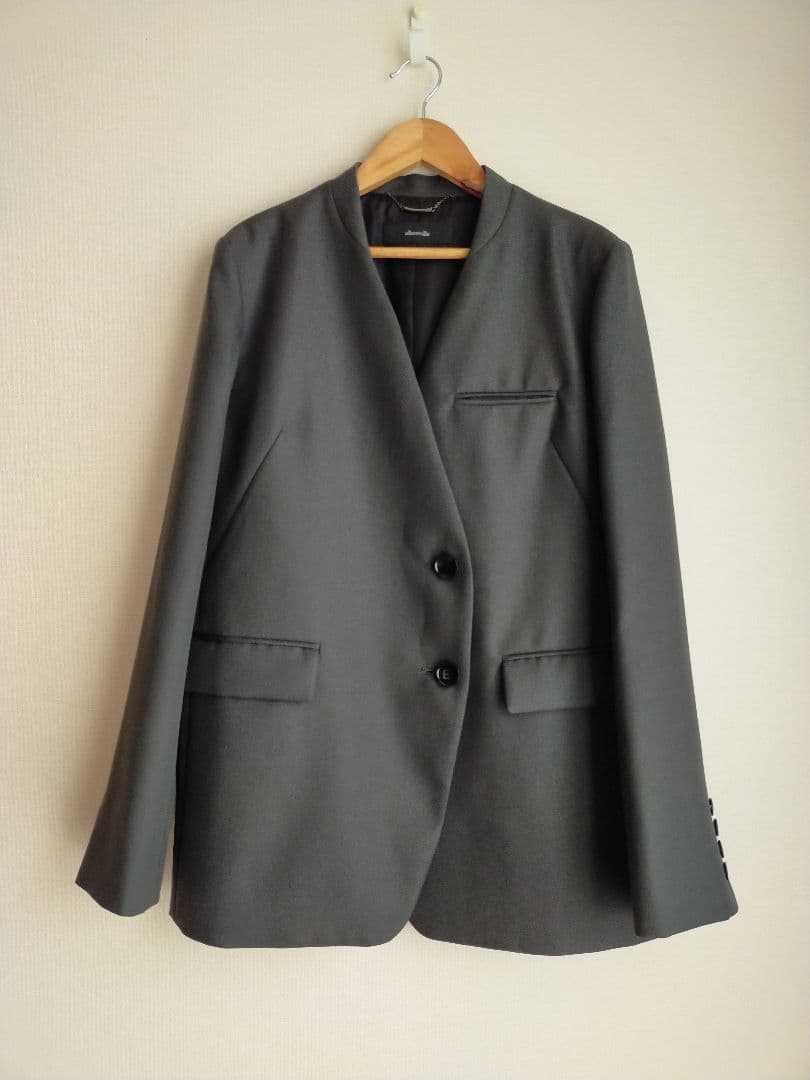 極美品 アルアバイル25AW ウールサージノーカラージャケット グレー2