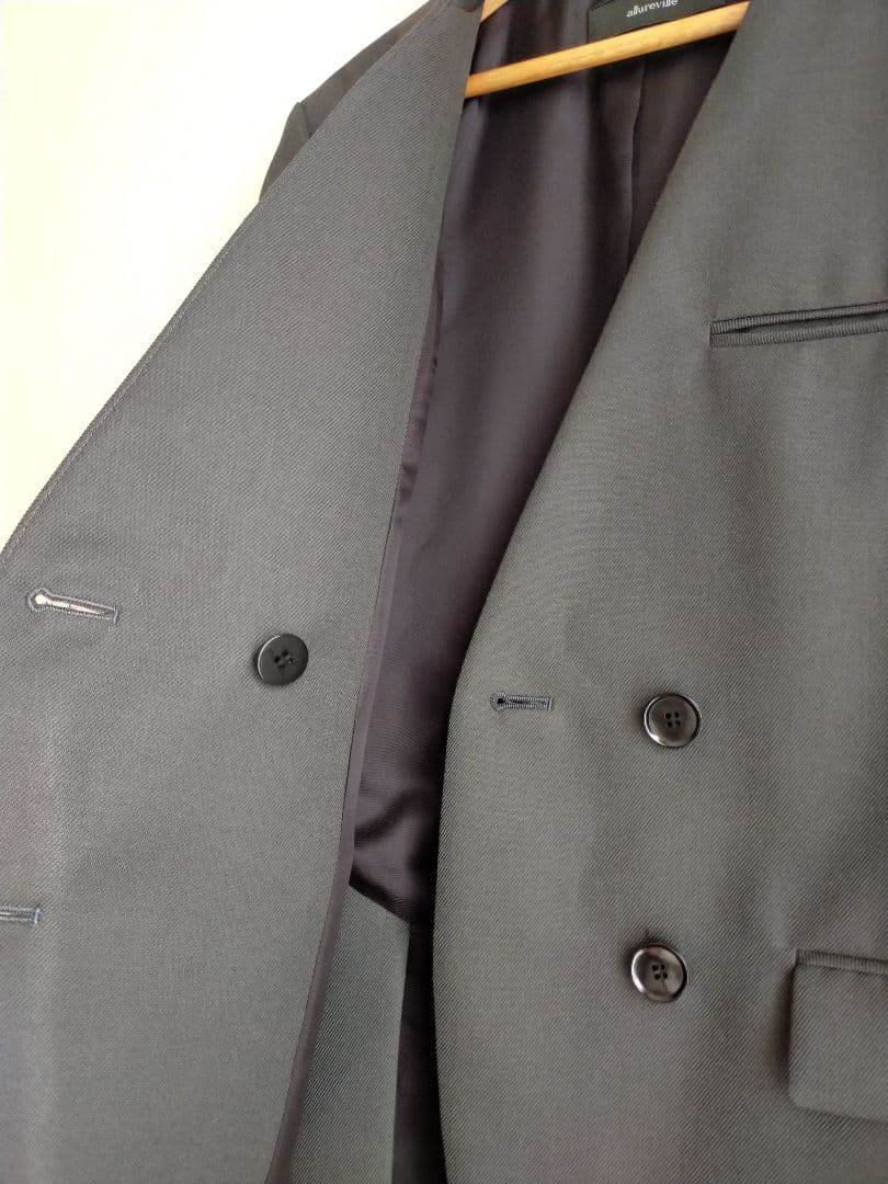 極美品 アルアバイル25AW ウールサージノーカラージャケット グレー2