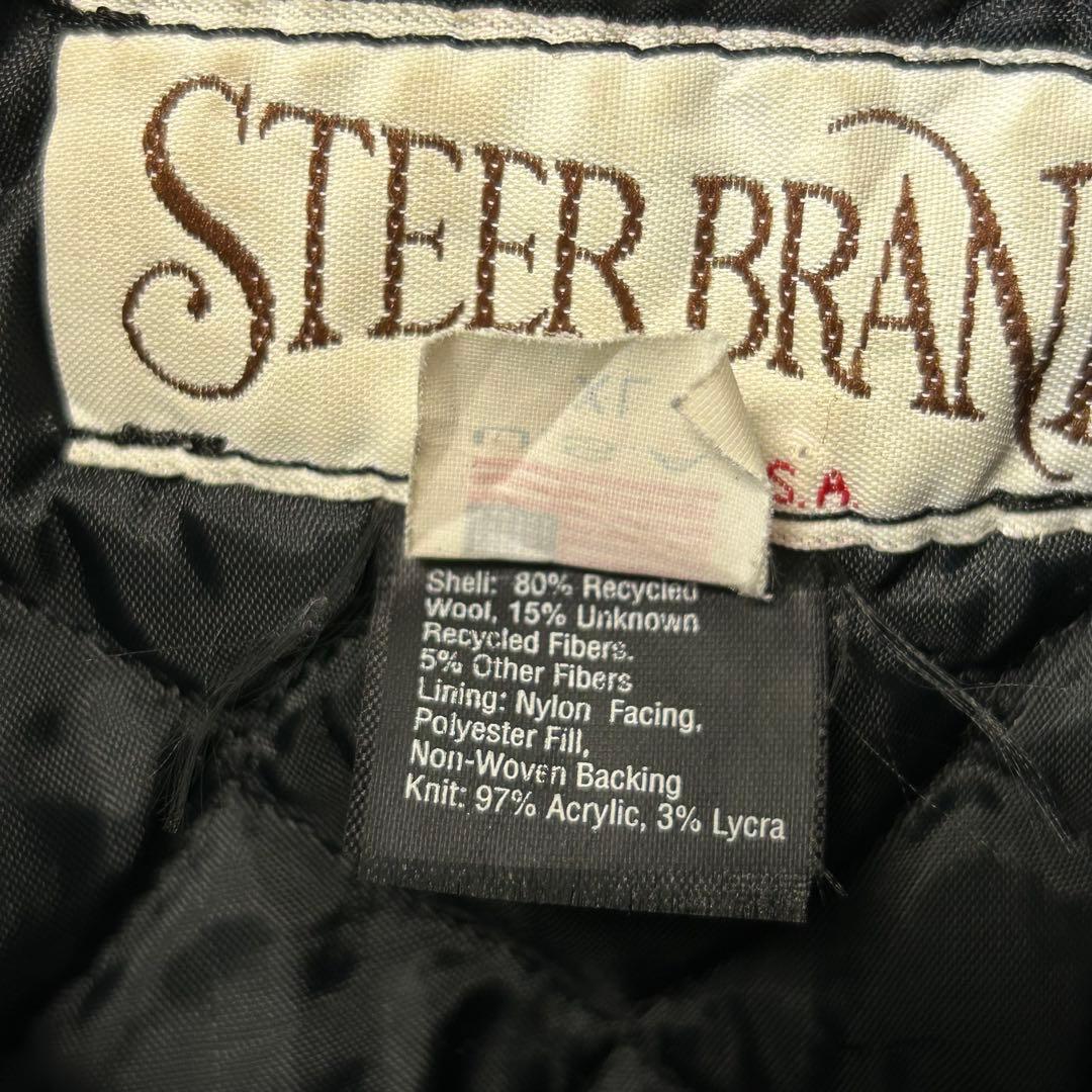 90s ヴィンテージ 刺繍　本革スタジャン　オールブラック　XL アメリカ製